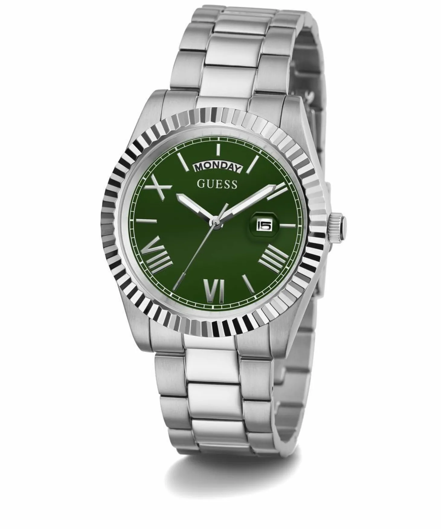 Guess Herrenuhr Connoisseur Edelstahl silber, grün 42 mm GW0265G10