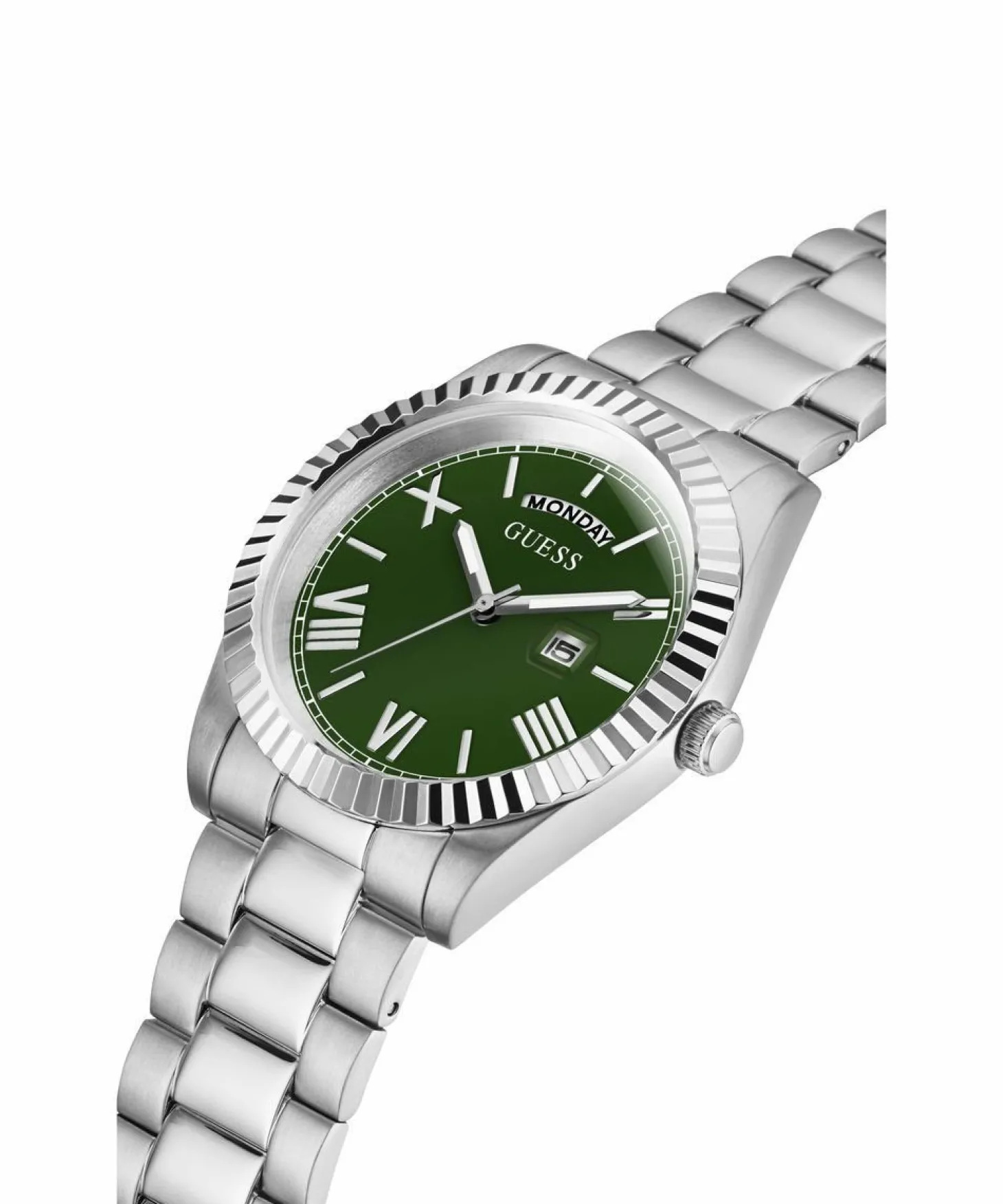 Guess Herrenuhr Connoisseur Edelstahl silber, grün 42 mm GW0265G10