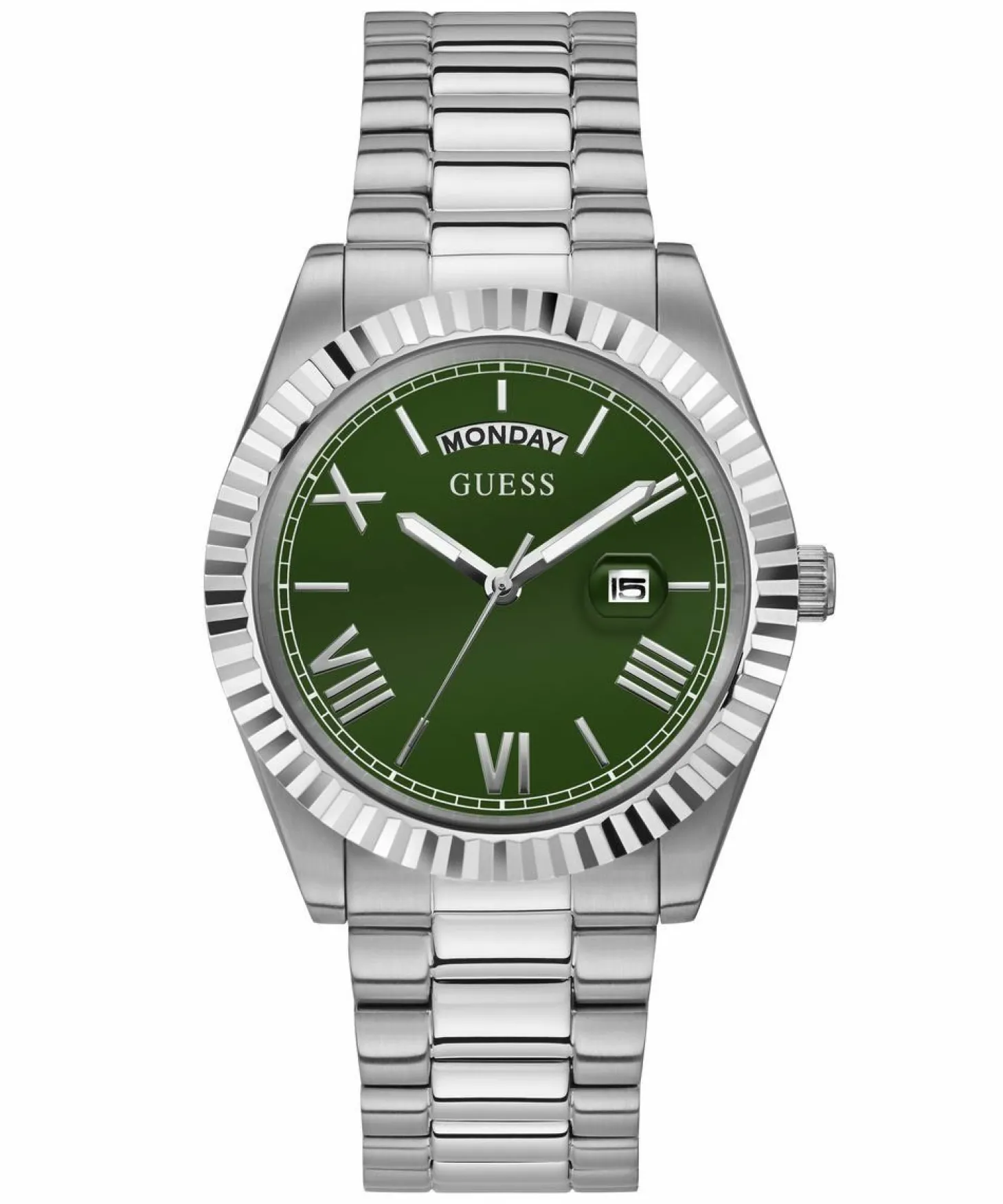 Guess Herrenuhr Connoisseur Edelstahl silber, grün 42 mm GW0265G10