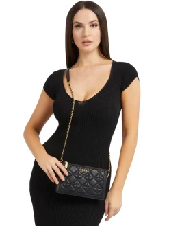 Guess Noelle Crossbody Tasche Damen Schwarz/Multi HWQA8558730BLA