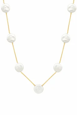 Halskette 925 Silber Choker vergoldet flache Süßwasserzucht Perlen 41185174650974