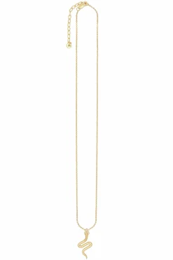 Halskette 925 Silber vergoldet Anhänger Schlange mit Zirkonia 41185078968414