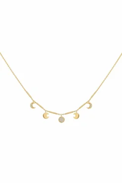 Halskette 925 Silber vergoldet Anhänger Mondphasen Zirkonia 41185098334302