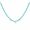 Halskette 925 Silber vergoldet türkiser Howlith Plättchen 41185023000670