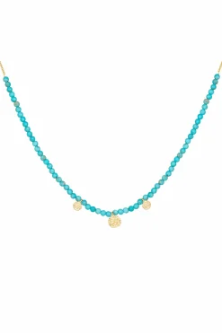 Halskette 925 Silber vergoldet türkiser Howlith Plättchen 41185023000670