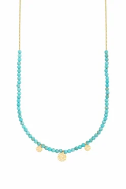 Halskette 925 Silber vergoldet türkiser Howlith Plättchen 41185023000670