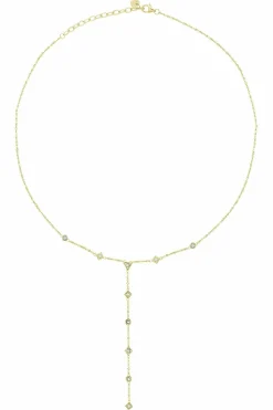 Halskette 925 Silbervergoldet Y-Kette mit Zirkonia 41185213153374