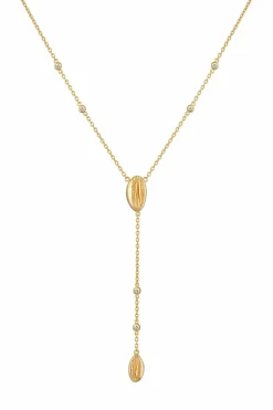 Halskette 925 Sterling Silber vergoldet Zirkonia Kauri Muschel Anhängern 41185091092574