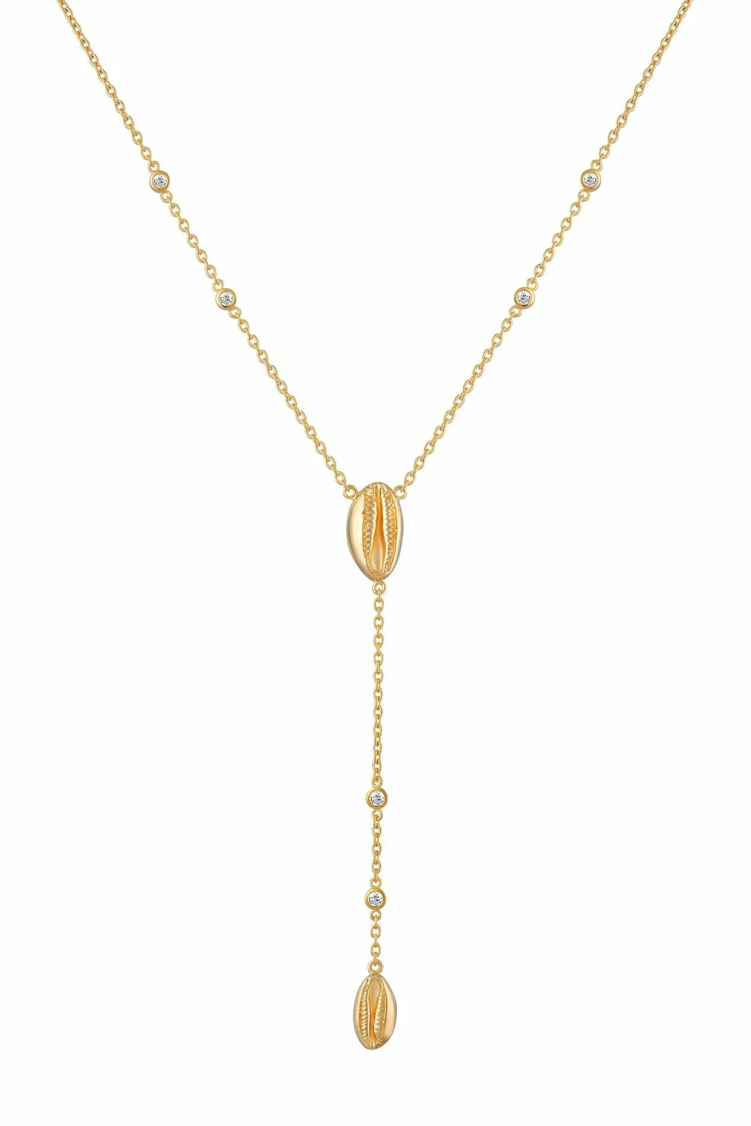 Halskette 925 Sterling Silber vergoldet Zirkonia Kauri Muschel Anhängern 41185091092574