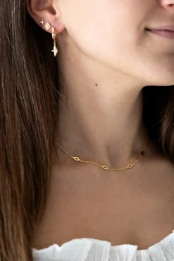 Halskette Choker 925 Silber vergoldet Rauten mit Cut-Outs 41185099153502