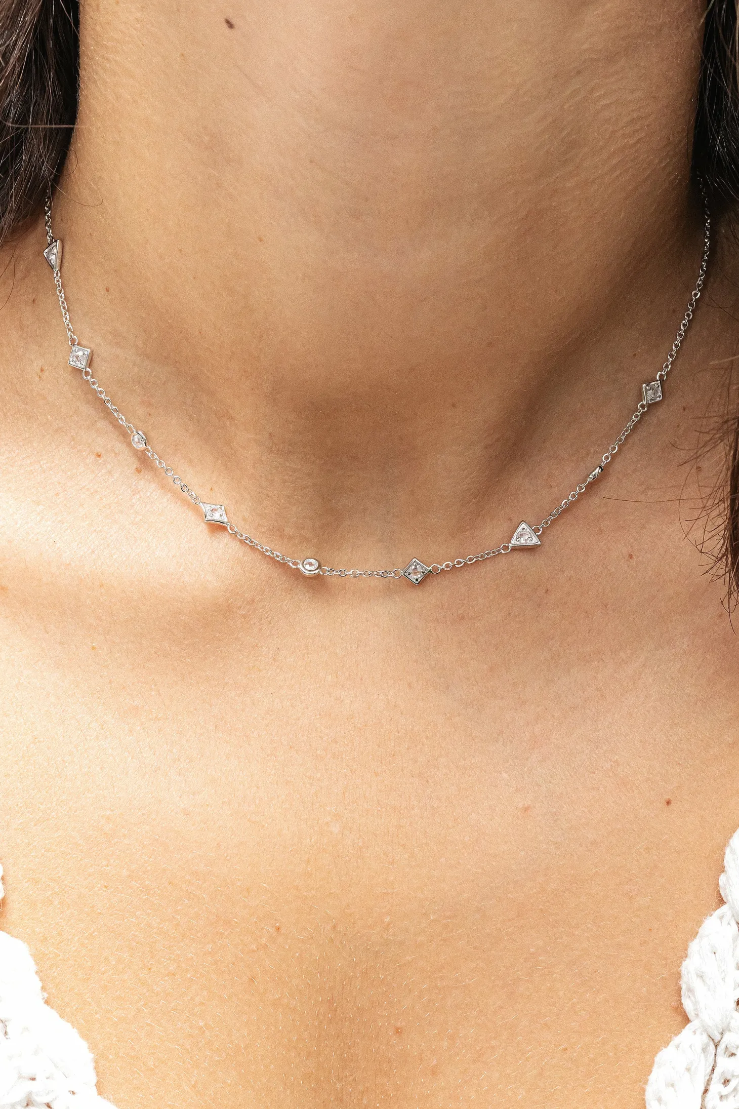 Halskette Choker 925 Silber rhodiniert mit Zirkonia 41185213415518