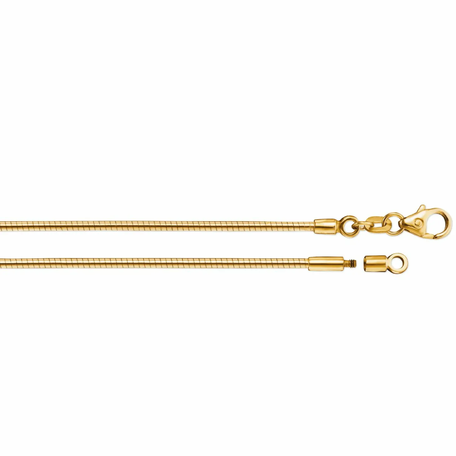 Halsreif Omega 1mm - 45cm - 585 Gelbgold mit Schraubverschluss