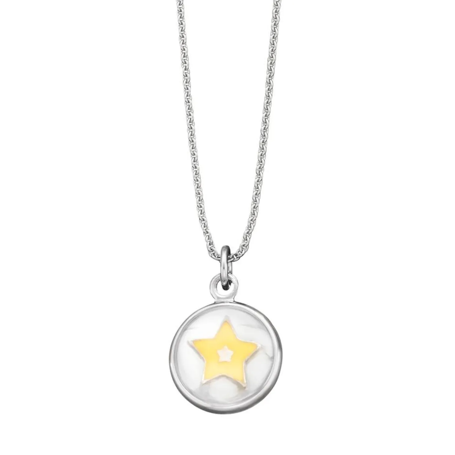 Herzengel Kinder Halskette mit runden Stern Anhänger 40cm Silber HEN-GLAS-03SHI