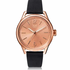 Ice-Watch - Ice Time Black Rose-Gold- Small - Schwarz Damenuhr mit Lederarmband - 013065 (Small)