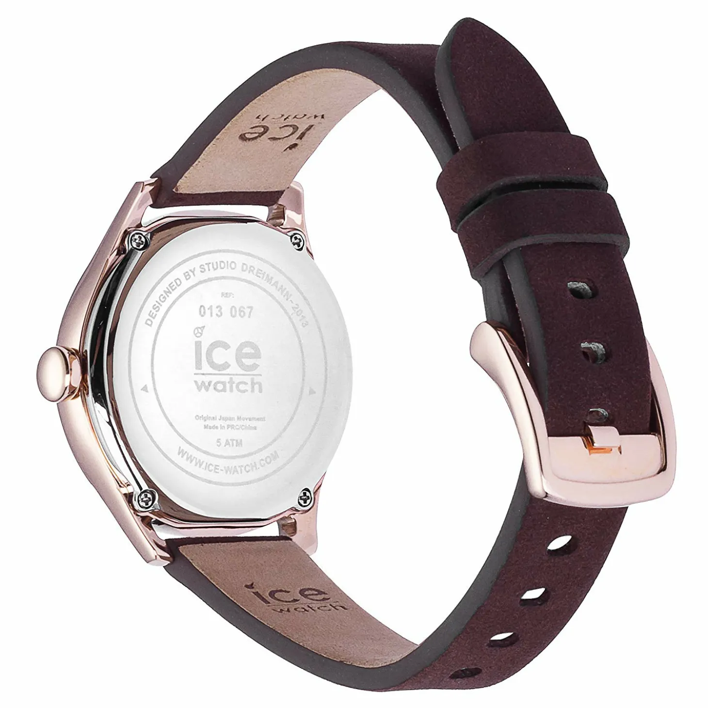 Ice-Watch - Ice Time Brown Rose-Gold - Braun Damenuhr mit Lederarmband - 013067 (Small)