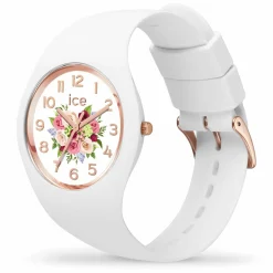 Ice-Watch Analoguhr Damen ICE Flower White bouquet weiß roségold 021742