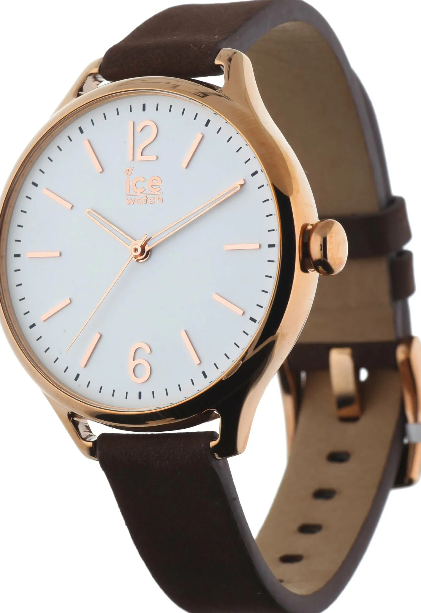 Ice‑Watch Damen Armbanduhr Ice Time Medium Braun/Roségoldfarben 013054