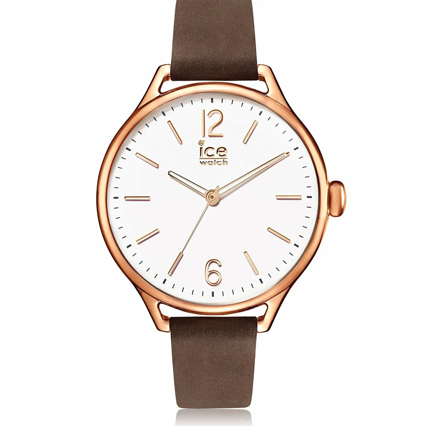 Ice‑Watch Damen Armbanduhr Ice Time Medium Braun/Roségoldfarben 013054