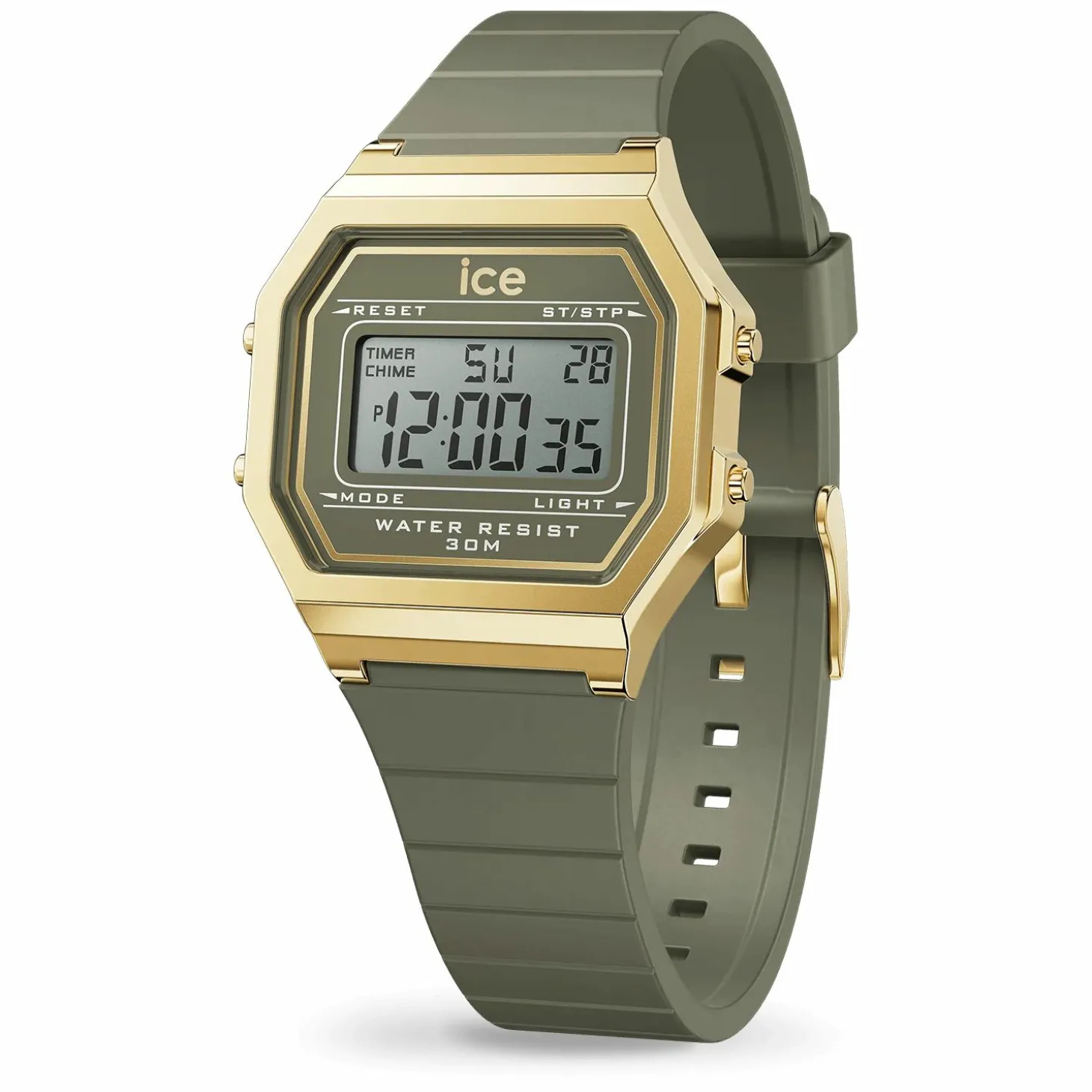 ICE‑Watch Digitaluhr Unisex ICE digit retro Khaki Gold S (32 mm) 023226