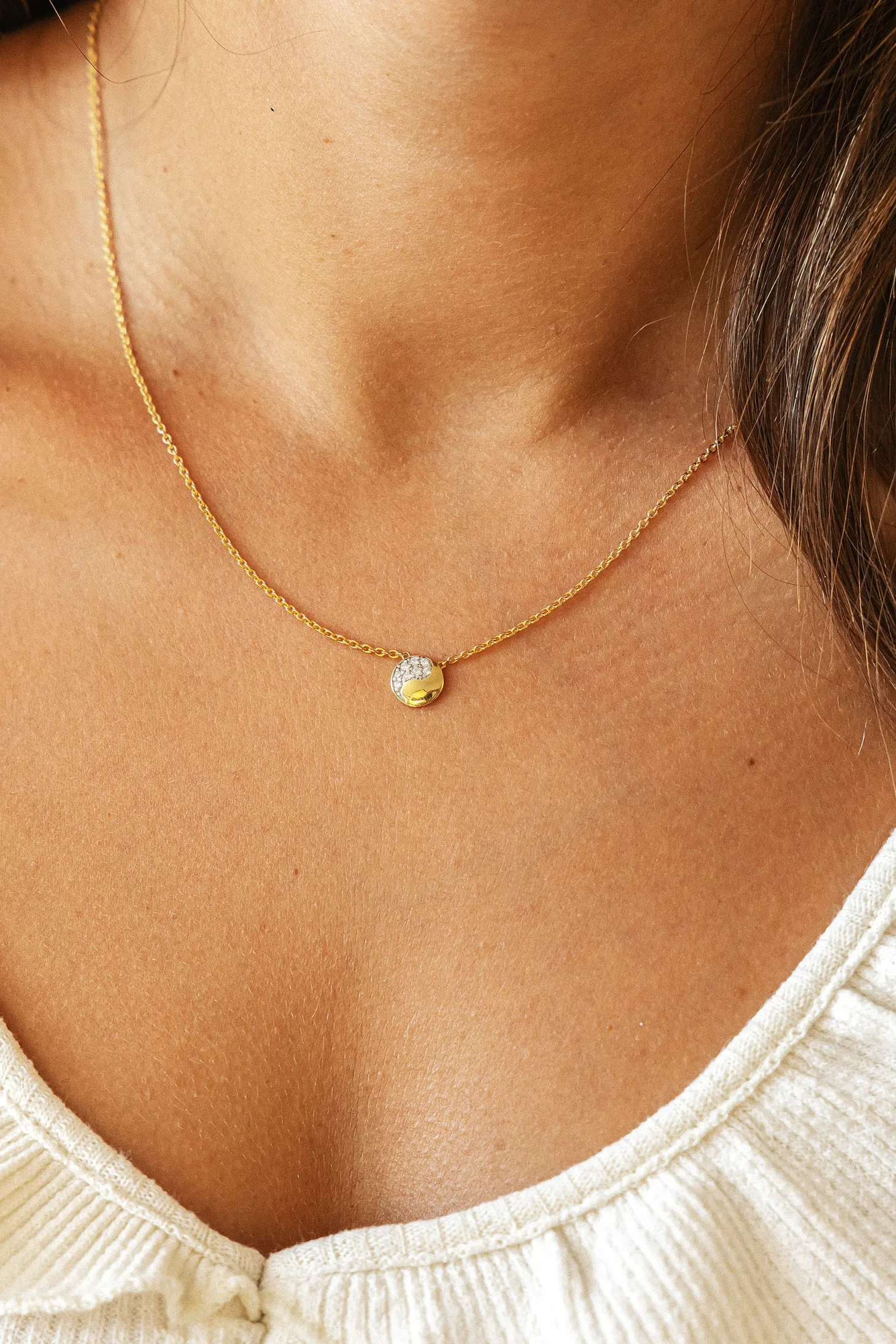 Kette 925 Silber vergoldet Yin & Yang Zirkonia 41185149911134