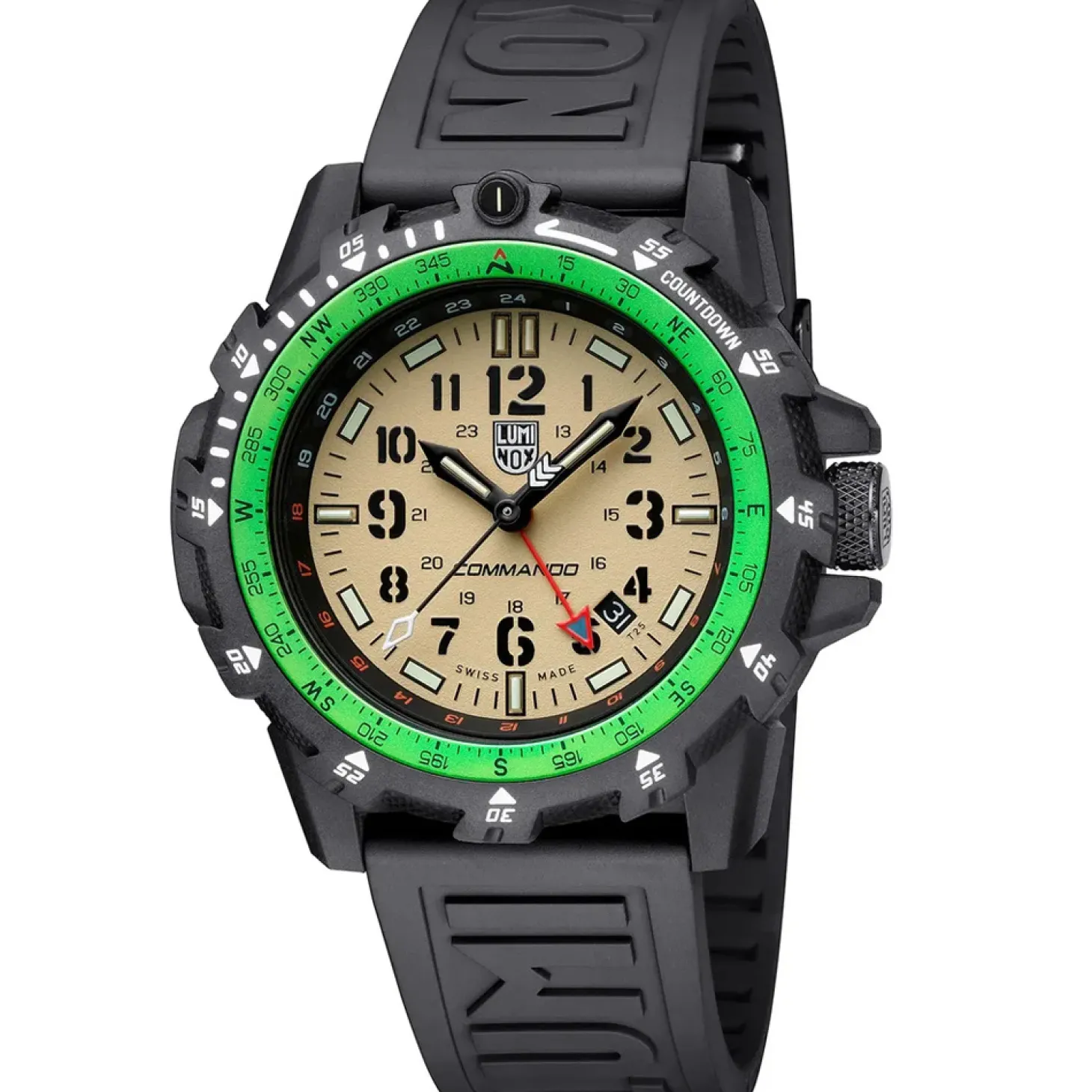 Luminox Herren Armbanduhr Commando Raider Dual Time Schwarz/Beige XL.3321