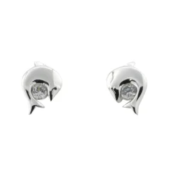 Mädchen Ohrstecker mit Delfinen und Zirkonia Silber 5.1309.R