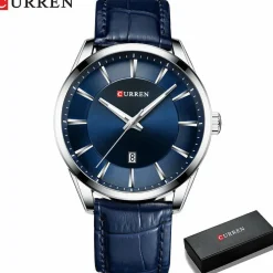 Men's Fashion Round Shape Quartz Watch with Leather Strap 8365