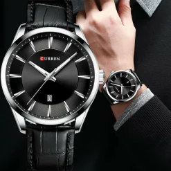 Men's Fashion Round Shape Quartz Watch with Leather Strap 8365