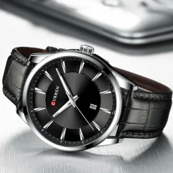 Men's Fashion Round Shape Quartz Watch with Leather Strap 8365