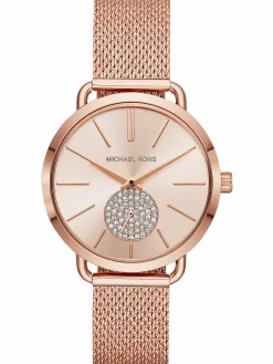 Michael Kors Damen Armbanduhr Porita 37 mm Diamanten auf dem Zifferblatt Armband Edelstahl Mesh MK3845