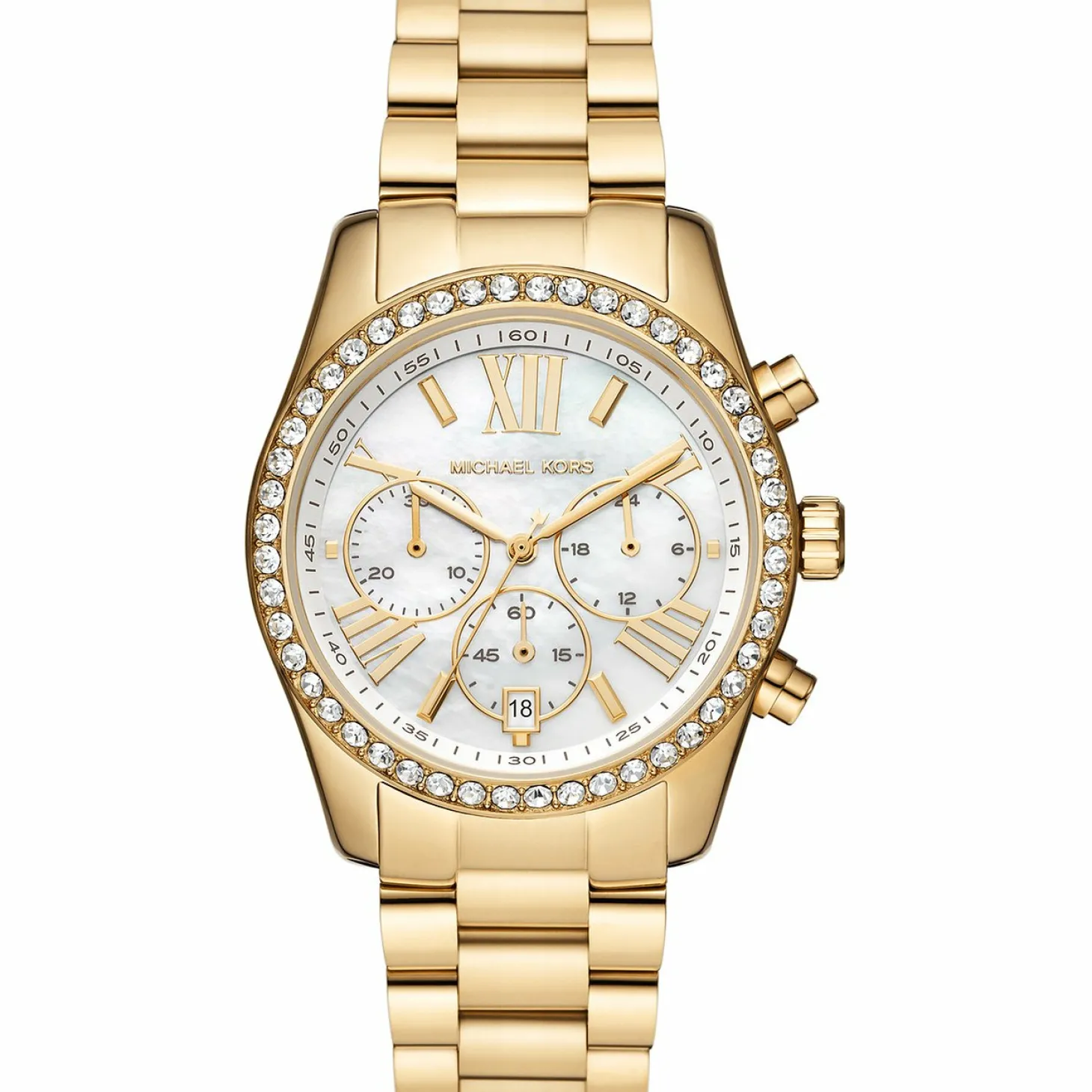 Michael Kors Uhr Damen Lexington Pavé Gold Chronograph MK7241