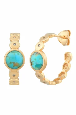 Ohrringe 925 Silber vergoldet Türkis und Zirkonia 41185160691806