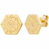 Ohrstecker 925 Silber vergoldet Tattoo Motiv Hexagon 41185161838686