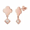 Ohrstecker 925 Silber rosé vergoldet Kleeblatt Zirkonia Anhänger 41184946487390