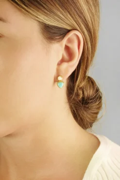 Ohrstecker 925 Silber vergoldet Dreiecke Amazonit & weißer Achat 41185021329502