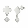 Ohrstecker 925 Sterling Silber rhodiniert Kleeblatt Zirkonia Anhänger 41184947241054