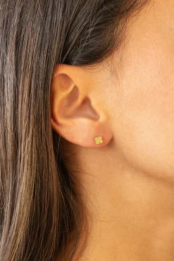 Ohrstecker 925 Sterling Silber gelb vergoldet Clover Kleeblatt Zirkonia 41185117995102