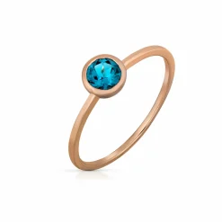 Orolino 585 Gold Roségold mit Blautopas (beh.) rund Ring 41677813612638