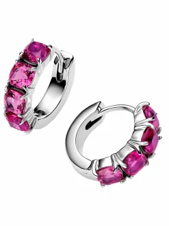 Pandora Damen-Creolen Ohrringe Pink Silber