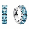 Pandora Damen-Ohrringe Creolen Hellblau Silber 293851C01