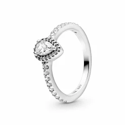 Pandora Klassischer Tropfen-Strahlenkranz Ring Silber Größe 54