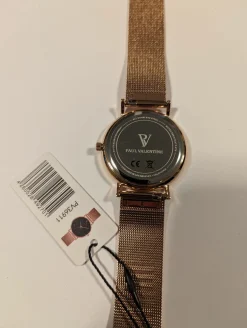 Paul Valentine Damen Armbanduhr BLACK MARBLE ROSE GOLD MESH 36 MM PV36911