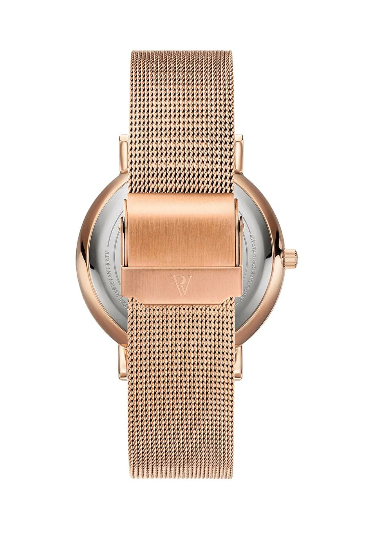 Paul Valentine Damen Armbanduhr WHITE MARBLE ROSE GOLD MESH 38 MM PV381011