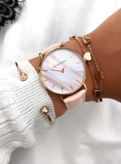 Paul Valentine Damen Armbanduhr ROSE GOLD PINK SEASHELL PINK 36 MM PV36613