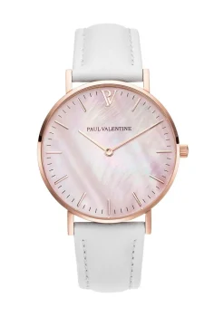 Paul Valentine Damen Armbanduhr ROSE GOLD PINK SEASHELL WHITE 36 MM PV36616