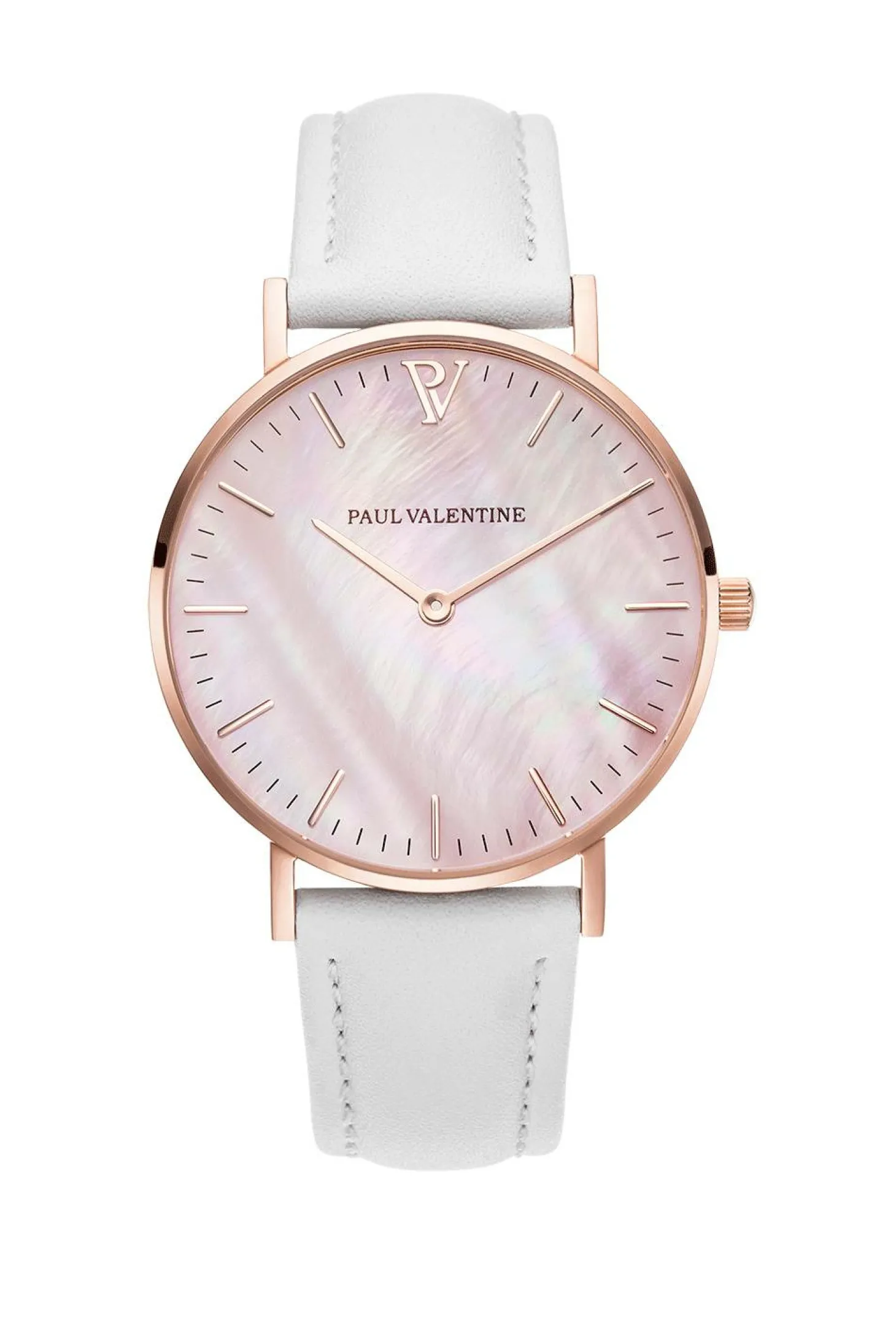 Paul Valentine Damen Armbanduhr ROSE GOLD PINK SEASHELL WHITE 36 MM PV36616