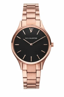Paul Valentine Damen Armbanduhr HERMOSA ROSE GOLD BLACK 34 MM PV34212