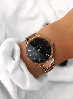 Paul Valentine Damen Armbanduhr HERMOSA ROSE GOLD BLACK 34 MM PV34212