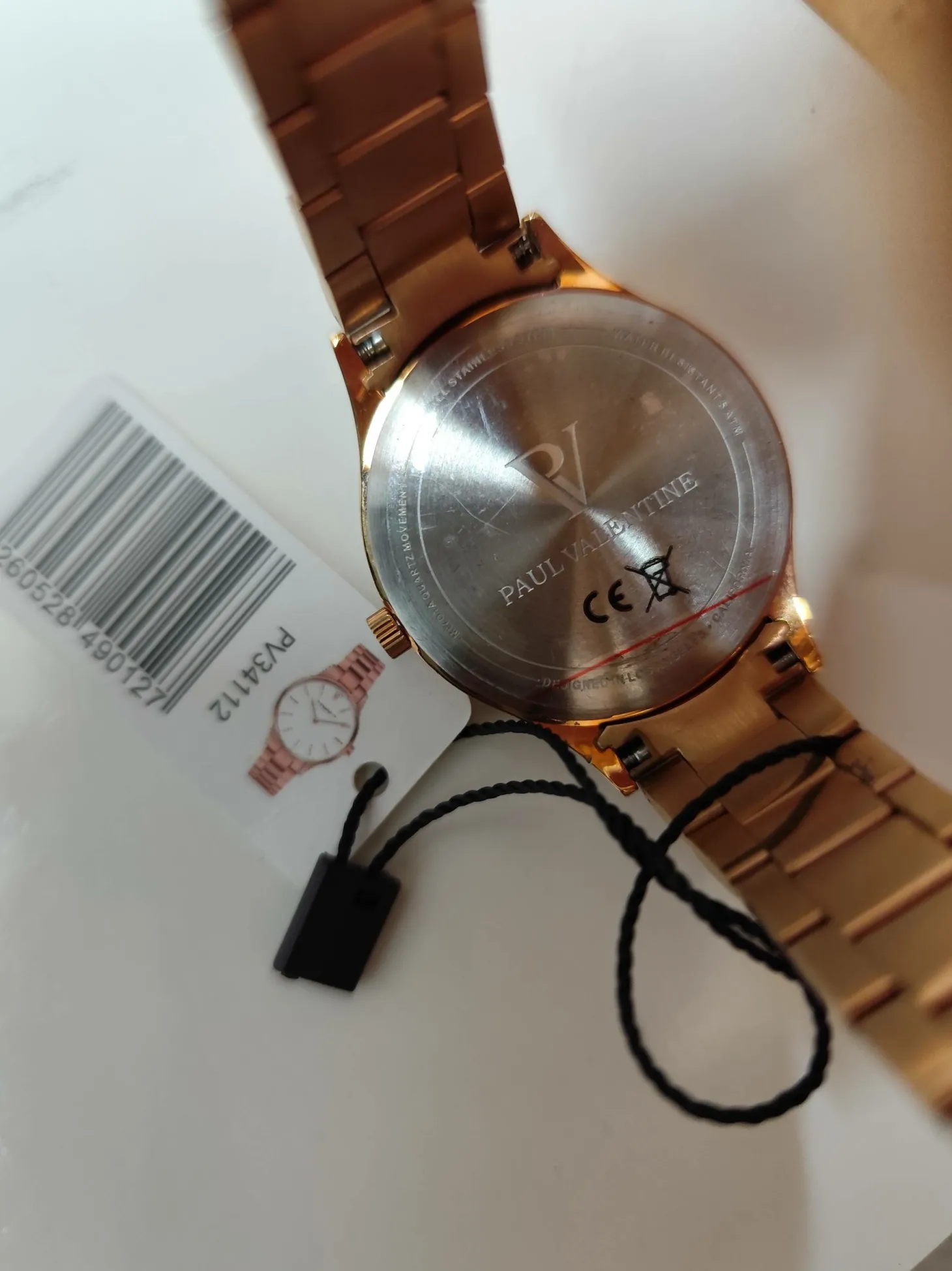 Paul Valentine Damen Armbanduhr HERMOSA ROSE GOLD BLACK 34 MM PV34112