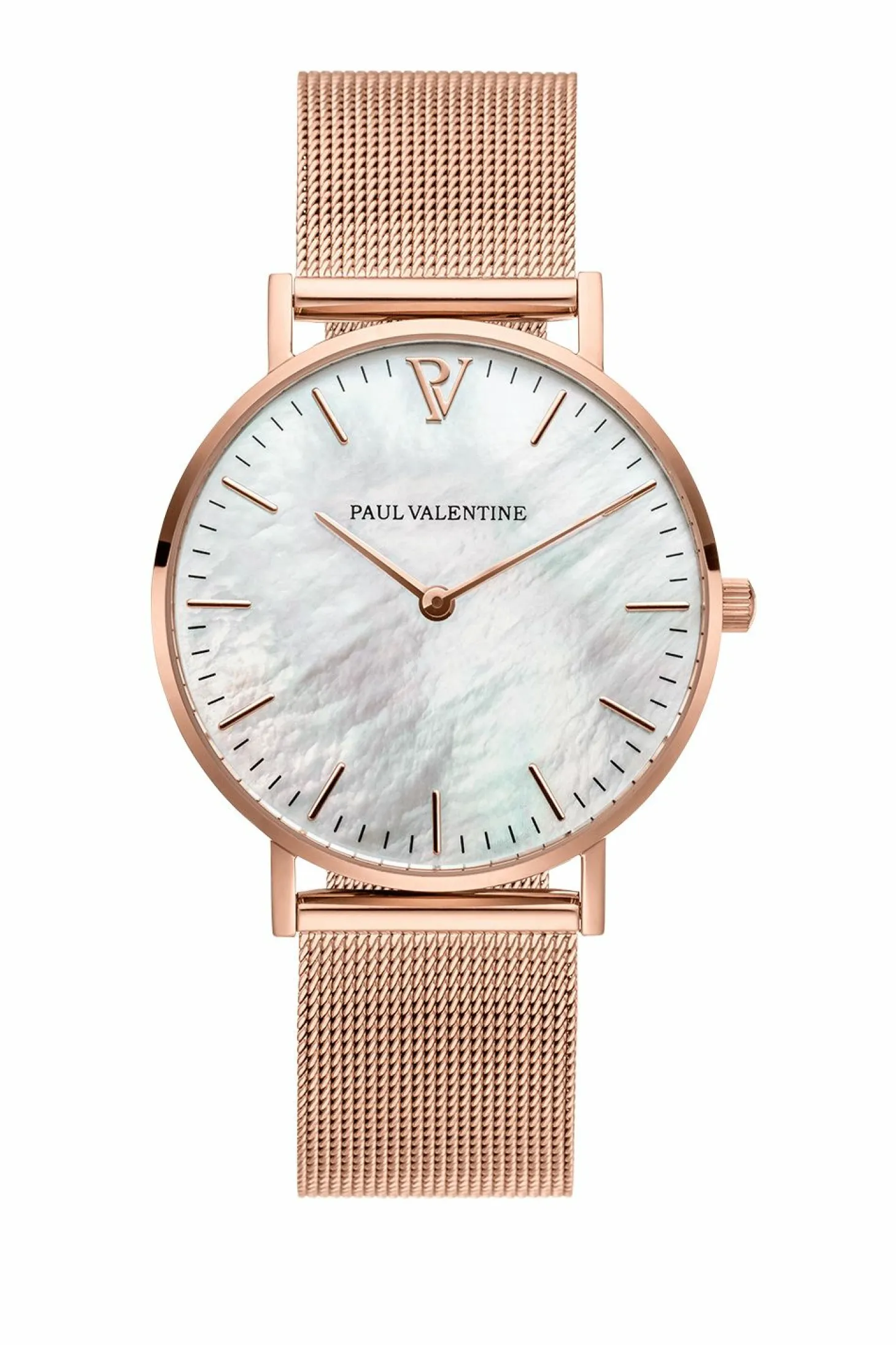 Paul Valentine Damen Armbanduhr ROSE GOLD SEASHELL MESH 36 MM PV36511